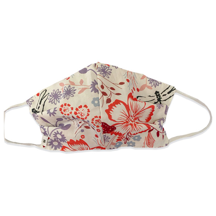 White Floral Pattern Fabric Mask