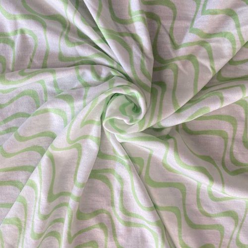 Abstract green pattern cotton jersey